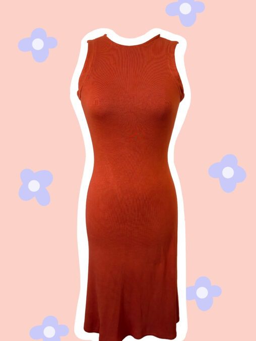 Orange fitted knit dress